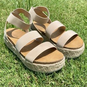 Platform Beige Strap Sandals size 9